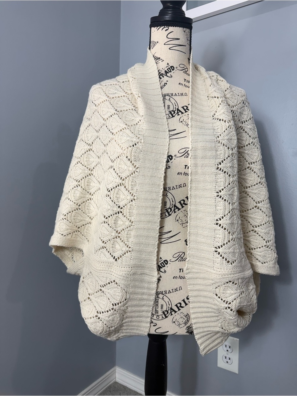Cream Open-Knit Women’s Sweater Cardigan